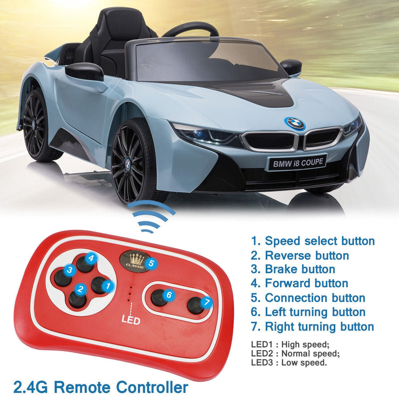 Load image into Gallery viewer, BMW I8 Electric Blue Kids Ride-On Car with Remote Control - Perfect for Christmas!
