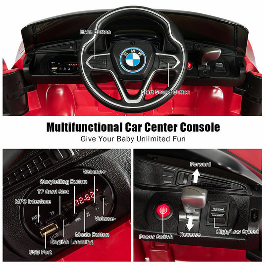 BMW I8 Electric Ride-On Car for Kids with MP3 and Remote Control - Red