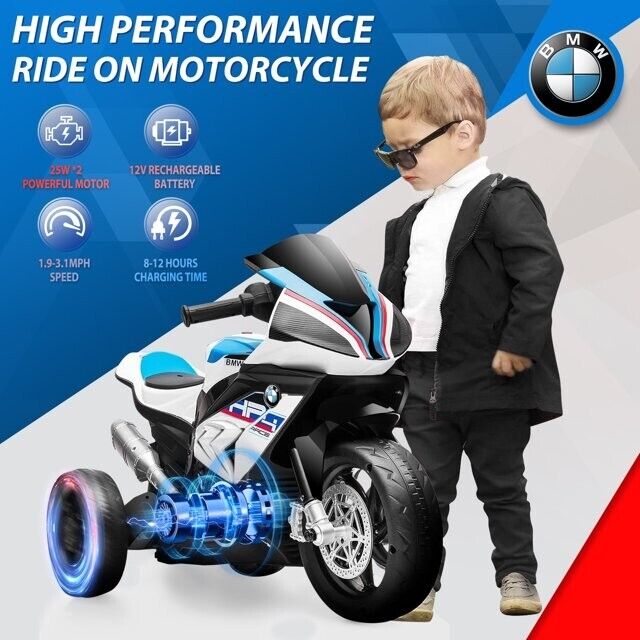 Load image into Gallery viewer, BMW Kids Electric Motorcycle - 12V Battery Powered Ride-On Bike in Sleek Black Design
