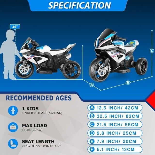 Load image into Gallery viewer, BMW Kids 12V Electric Motorcycle Ride-On Toy - Black
