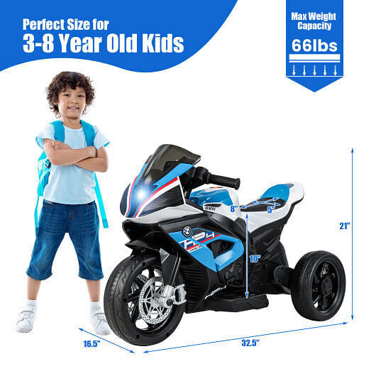 BMW Kids Motorcycle Ride-On Toy for Ages 3-8 - Blue