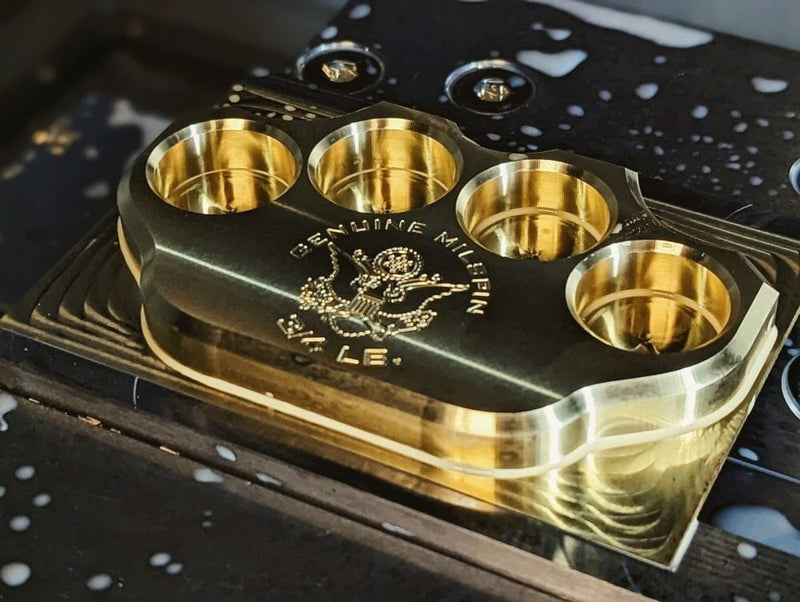 Load image into Gallery viewer, MILSPIN 3/4lb Brass Knuckle American Flag Solid Brass Paperweight
