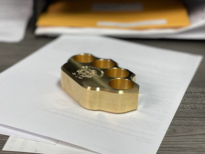 Load image into Gallery viewer, Milspin 2LB Brass Knuckle USA Flag Paperweight
