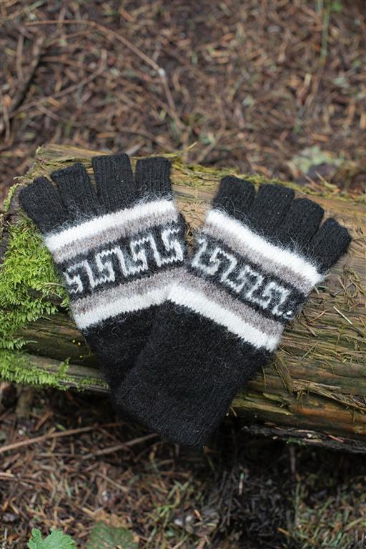 Load image into Gallery viewer, Brushed Pattern Fingerless Alpaca Gloves
