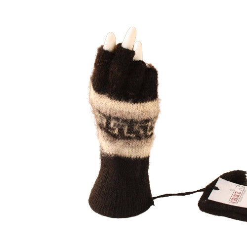 Load image into Gallery viewer, Brushed Pattern Fingerless Alpaca Gloves
