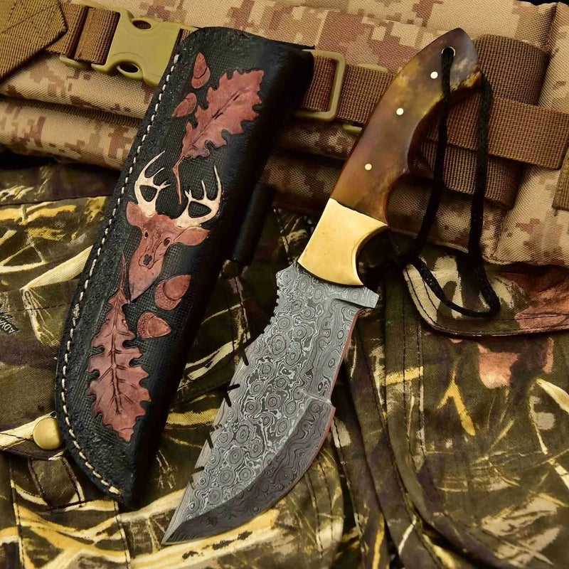 Load image into Gallery viewer, Canyon Tracker Survival Knife Damascus Steel Multiple Handle Colors | JW SteelCrafts
