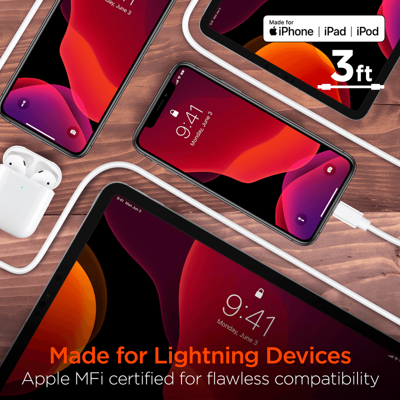 Load image into Gallery viewer, HyperGear USB to MFi Lightning Rounded Cable 3ft Bulk 200pc Pack
