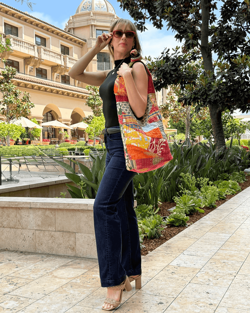 Load image into Gallery viewer, Kathmandu Collection Kantha Patchwork Hobo Bag
