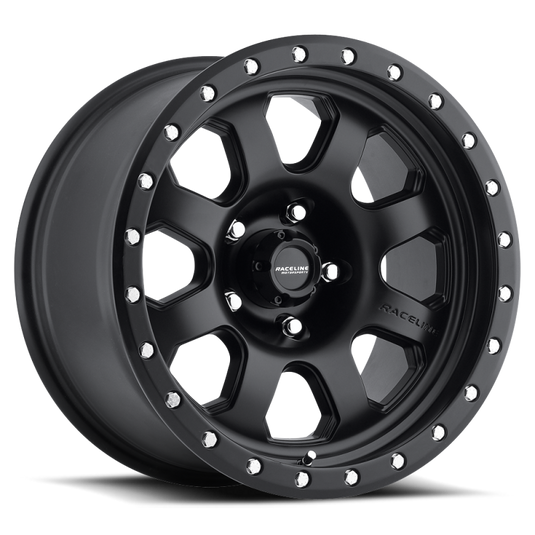 Raceline 928B Monster 17x9in / 5x127 BP / -12mm Offset / 83.82mm Bore - Satin Black Wheel