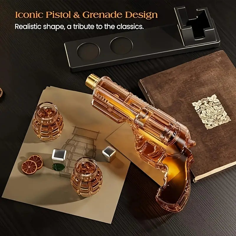 Load image into Gallery viewer, Magnum Revolver Whiskey Decanter Set
