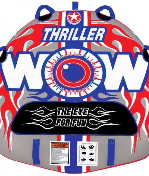 Load image into Gallery viewer, WOW Sports Thriller 1 Person Towable Water Tube - Starter Kit w/ 12V Pump &amp; 1K Tow Rope
