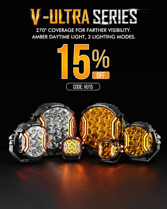 V-ULTRA Series LED Side Shooter Amber/White Pod Lights with Amber DRL