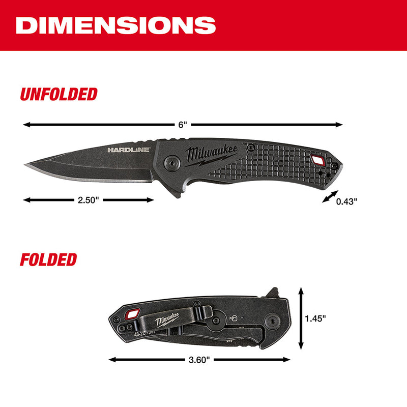 Load image into Gallery viewer, Milwaukee 48-22-1997 2.5 in. HARDLINE™ Smooth Drop Point Blade Pocket Knife

