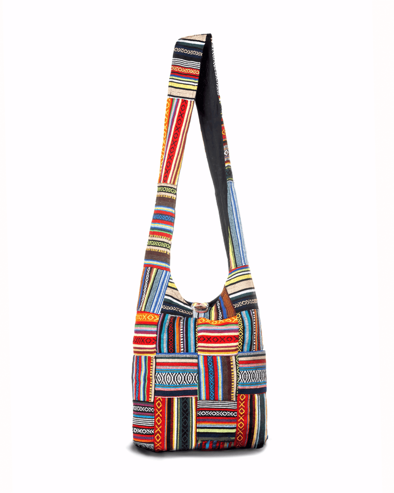 Load image into Gallery viewer, Kathmandu Collection Patchwork Striped Hobo Bag
