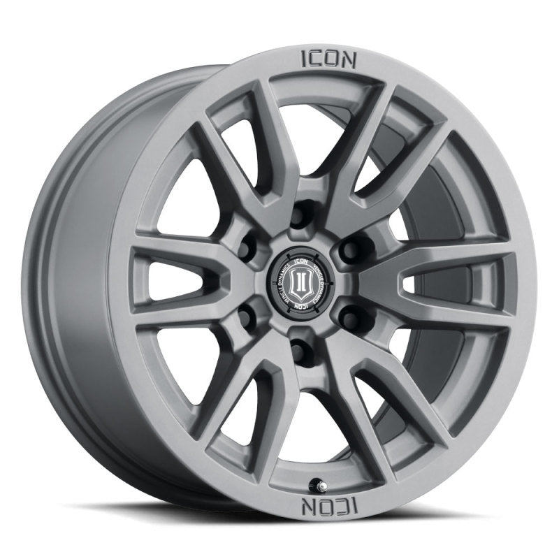 Load image into Gallery viewer, ICON Vector 6 17x8.5 6x120 0mm Offset 4.75in BS 67mm Bore Titanium Wheel
