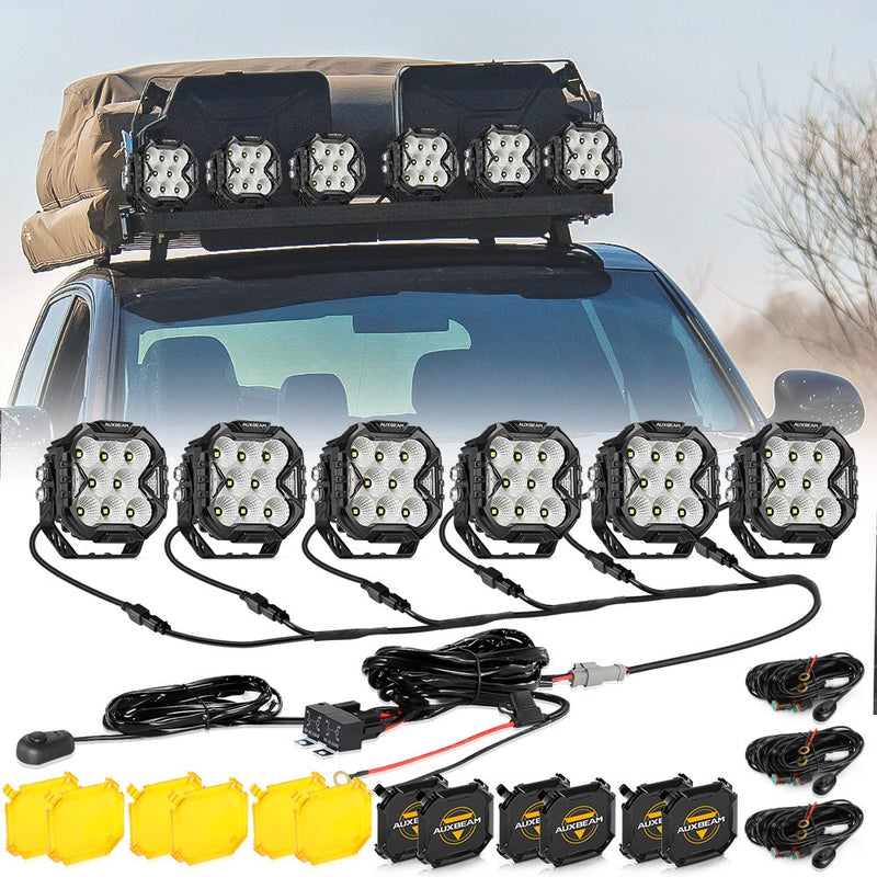 Load image into Gallery viewer, CUBE-Z Series 4 Inch Flood LED Pod Lights Off Road Lights with White DRL &amp; Amber Turn Signal Lights
