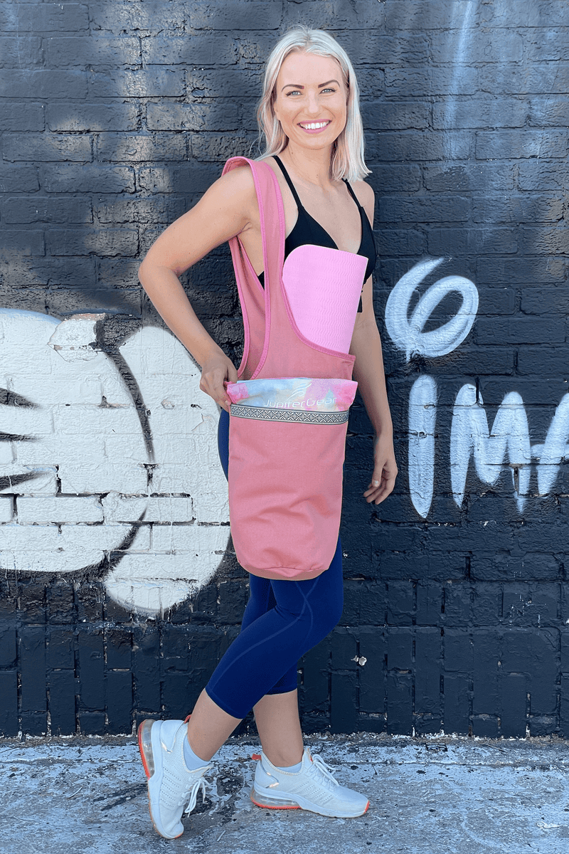 Load image into Gallery viewer, JupiterGear Yoga Mat Carrying Tote Bag with Large Pockets
