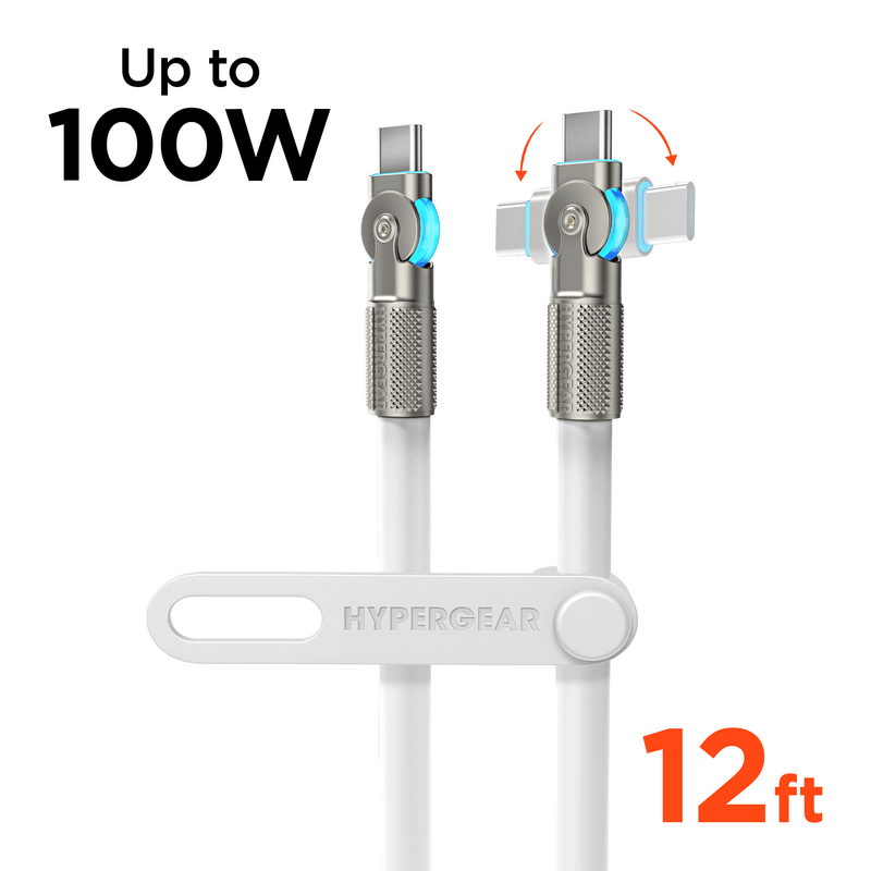 Load image into Gallery viewer, HyperGear Chunky180° 100W USB-C to USB-C Rugged Fast Charge Cable 12ft
