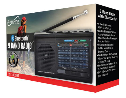 Load image into Gallery viewer, Supersonic 9 Band Radio With Bluetooth
