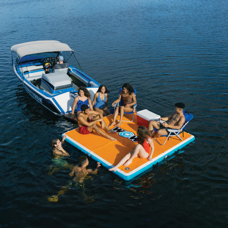 Load image into Gallery viewer, WOW Watersports 8'x8'x6" Drop Stitch Vacation Station Dock with Deckpad
