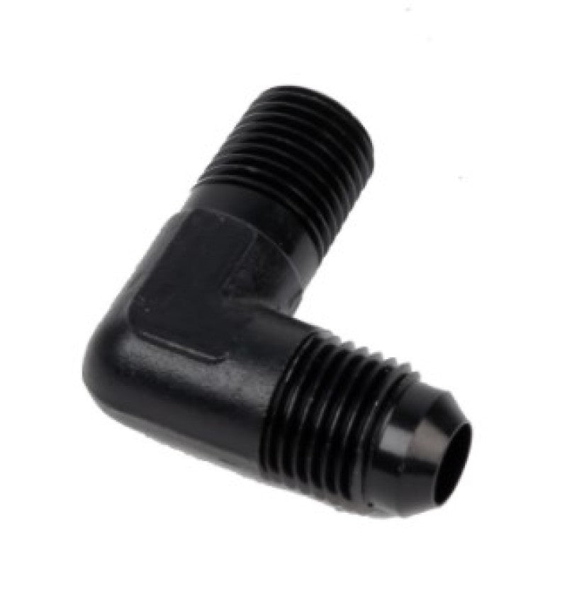 Load image into Gallery viewer, Aeromotive Fitting Elbow 1/4in-MNPT to AN-06 90-Deg Black 15666
