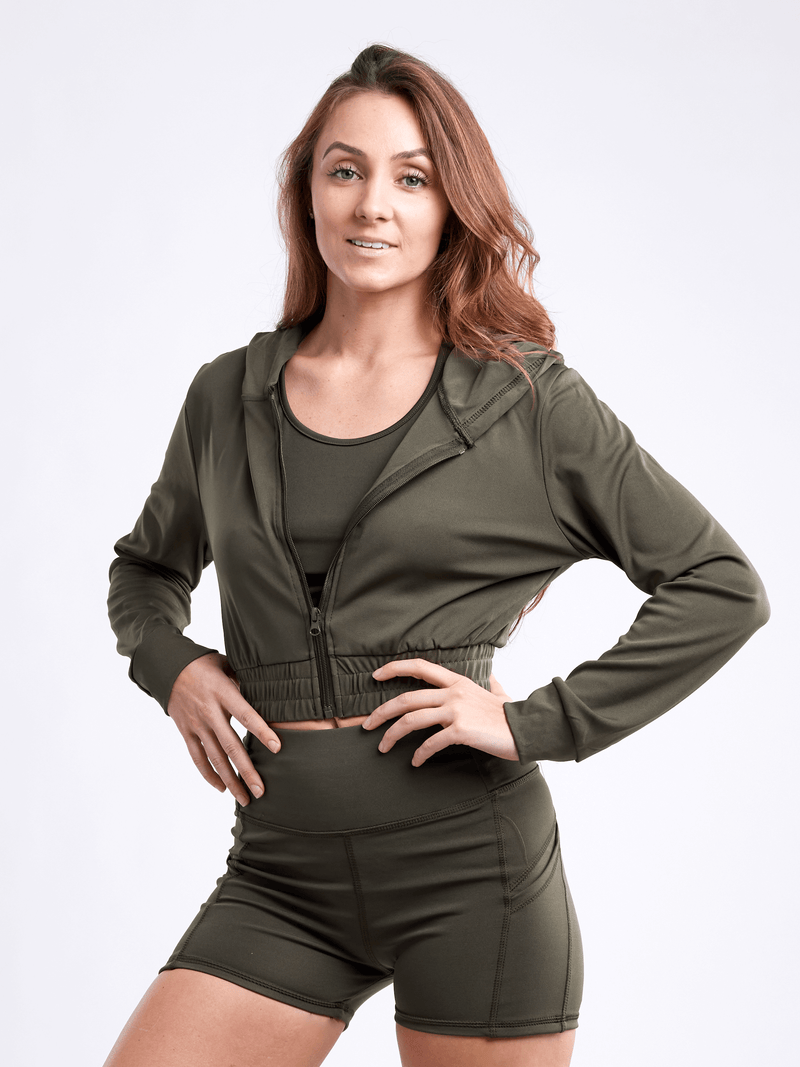 Load image into Gallery viewer, JupiterGear Athletic Zip-Up Crop Hoodie Jacket
