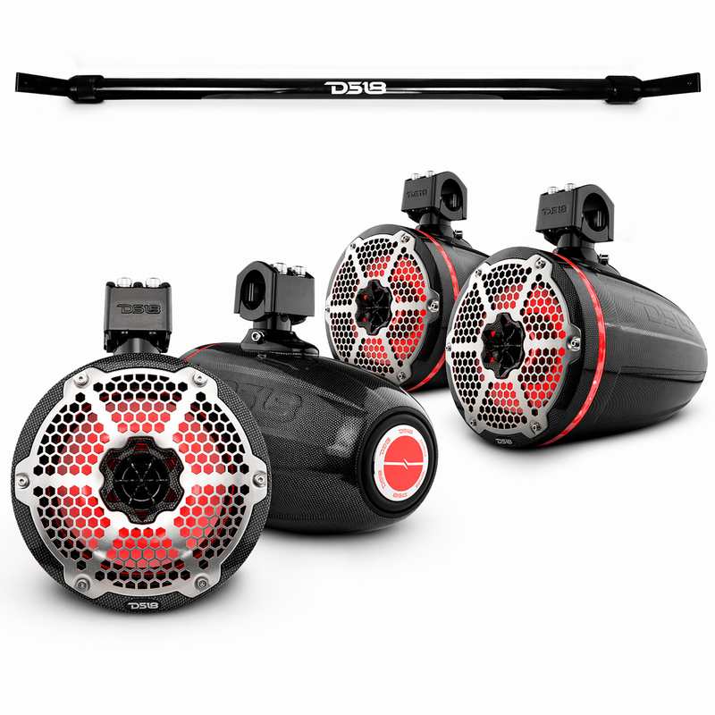 Load image into Gallery viewer, Jeep Gladiator JT Mounting Bar + 4x 8” Marine Tower Speakers with RGB LED Lights
