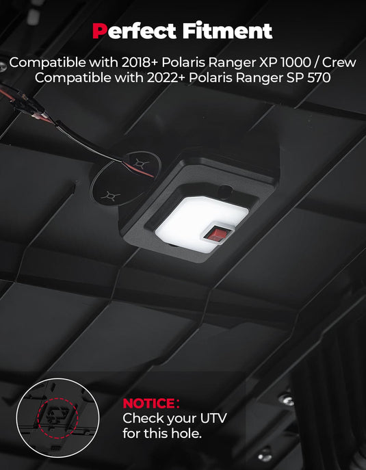 UTV Dome Light for Polaris Ranger XP 1000 SP 570 2018-2026