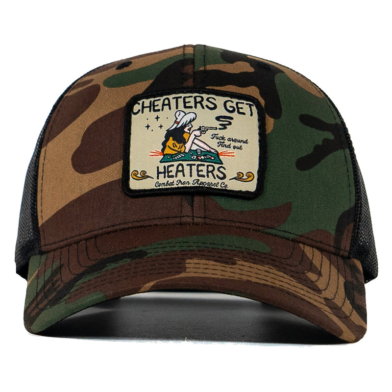 Load image into Gallery viewer, Cheaters Get Heaters Western Cowboy Patch SnapBack

