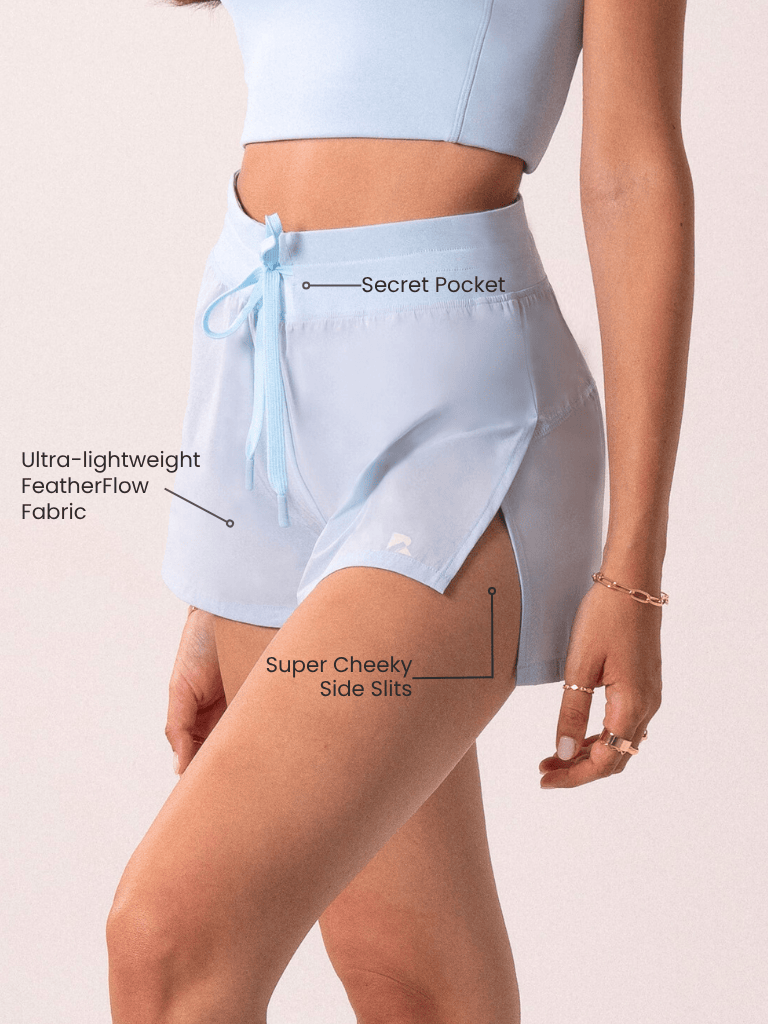 Load image into Gallery viewer, Cheeky Baby Blue Flyaway Shorts | Women's Running &amp; Workouts | Runner's Athletics
