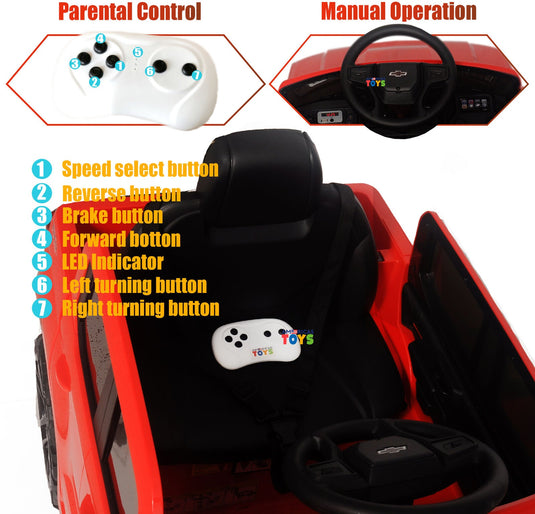 Chevrolet 12V R/C Truck with Suspension Wheels - Available in Multiple Colors