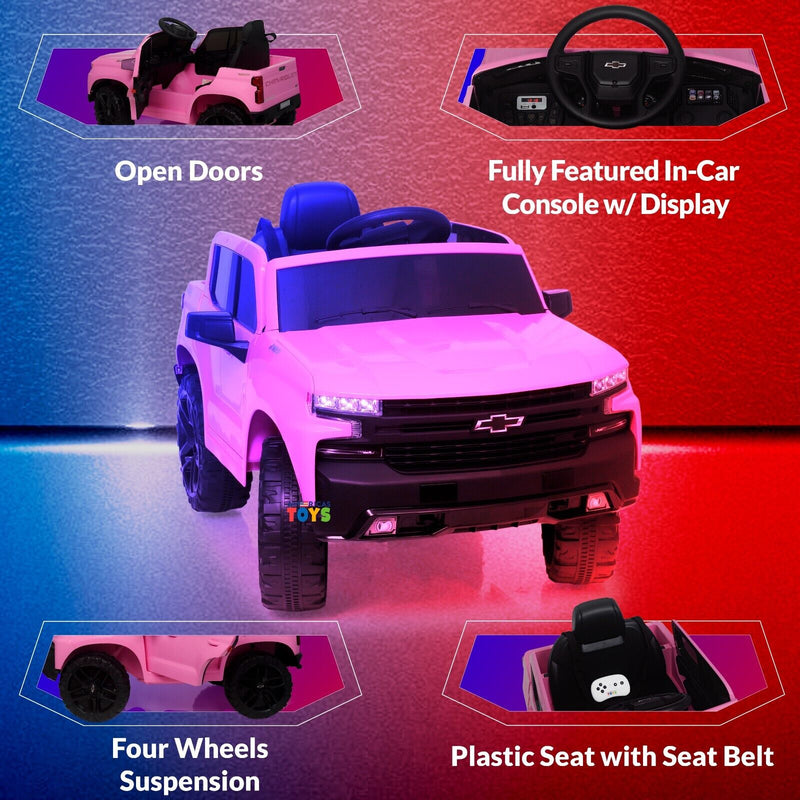 Load image into Gallery viewer, Chevrolet 12V R/C Truck with Suspension Wheels - Available in Multiple Colors
