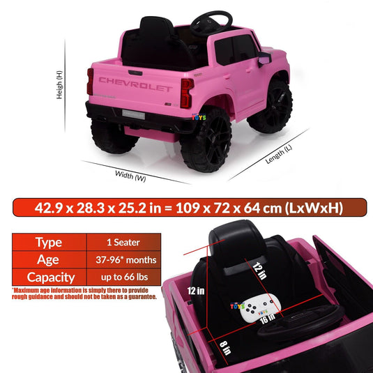Chevrolet 12V R/C Truck with Suspension Wheels - Available in Multiple Colors