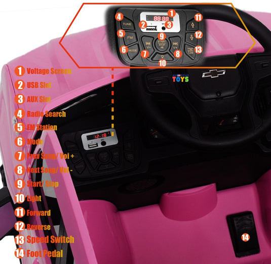 Chevrolet 12V R/C Truck with Suspension Wheels - Available in Multiple Colors