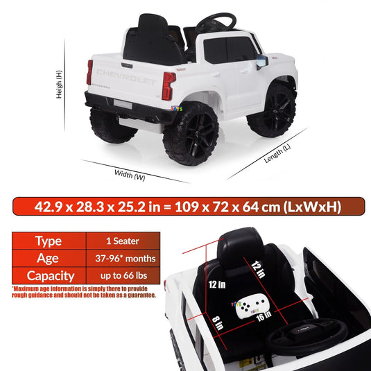 Chevrolet 12V R/C Truck with Suspension Wheels - Available in Multiple Colors