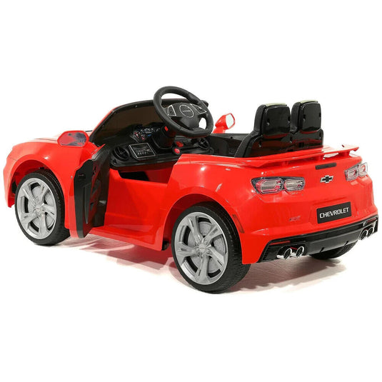 Chevrolet Camaro SS 12V Ride-On Car for Girls with Rubber Tires, Doors, and 3 Speeds - Red