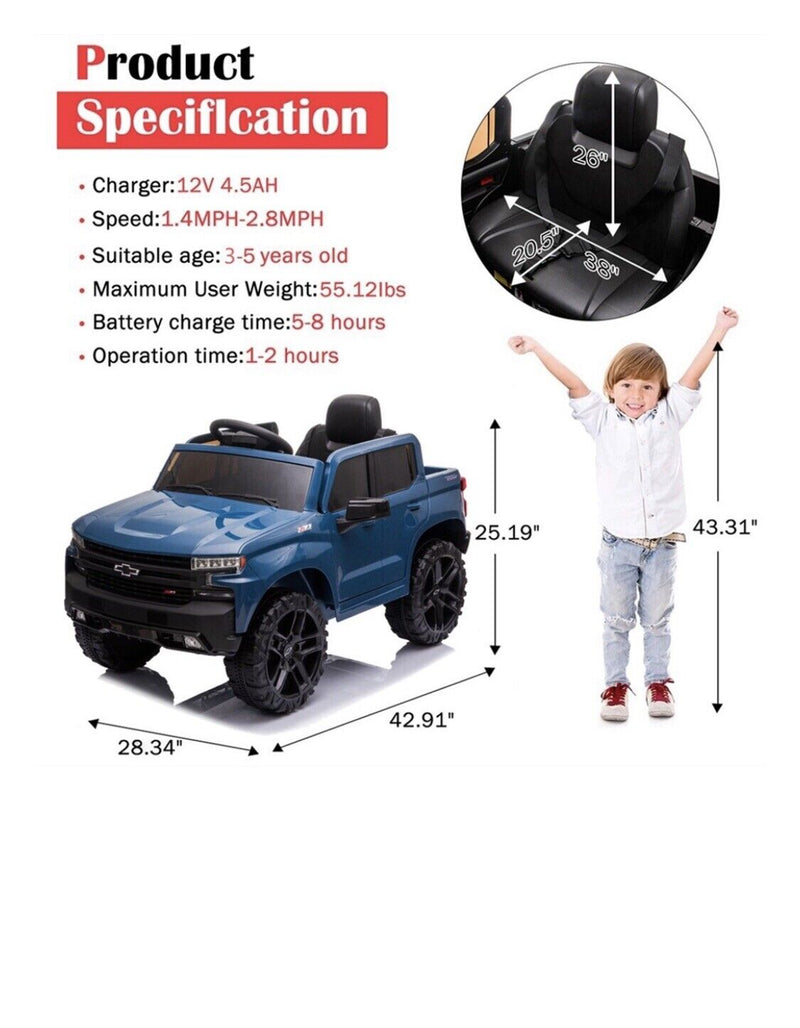 Load image into Gallery viewer, Chevrolet Silverado 12V Electric Ride-On Truck for Kids with 4 Wheels
