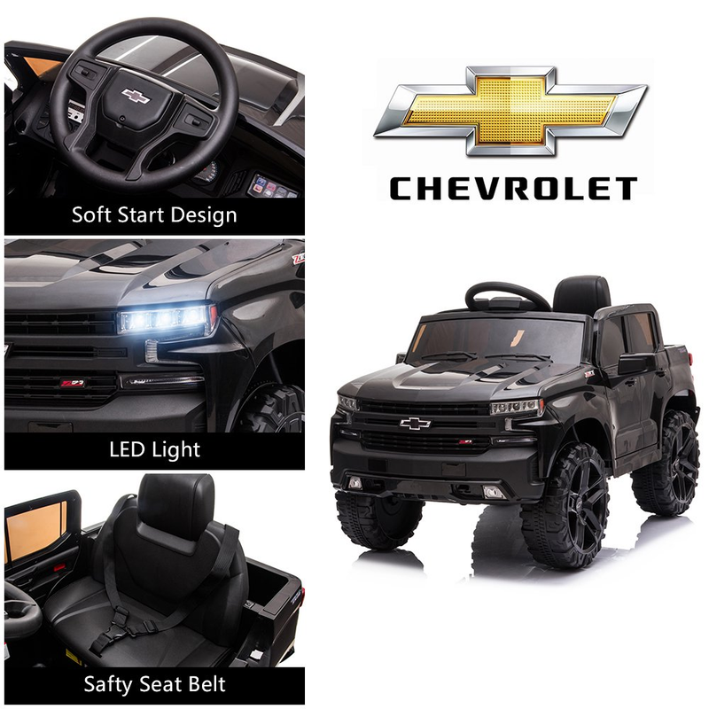 Load image into Gallery viewer, Chevrolet Silverado 12V Kids Ride-On Truck with Remote Control - Black
