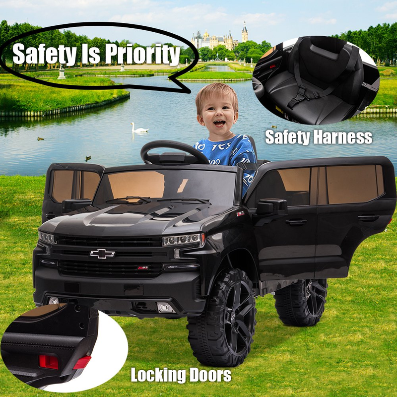Load image into Gallery viewer, Chevrolet Silverado 12V Kids Ride-On Truck with Remote Control - Black
