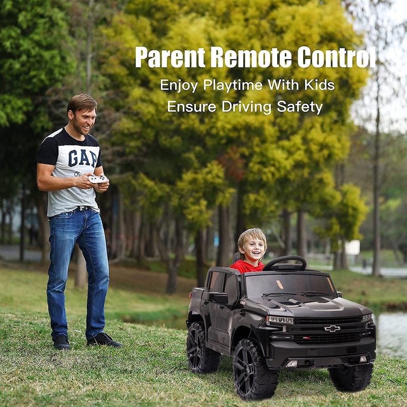 Load image into Gallery viewer, Chevrolet Silverado 12V Kids Ride-On Truck with Remote Control - Black
