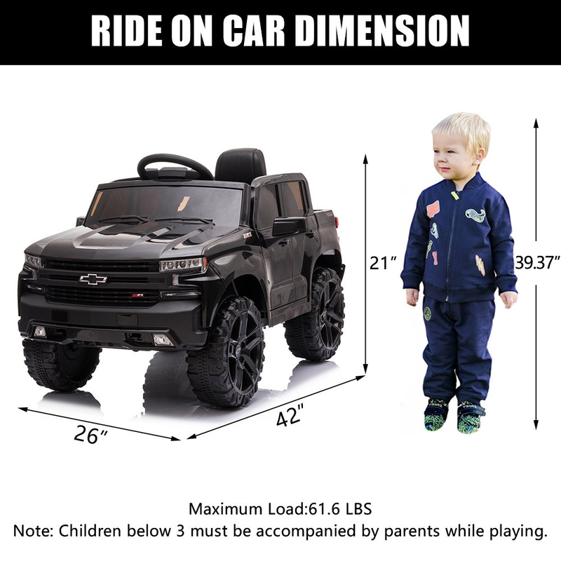 Load image into Gallery viewer, Chevrolet Silverado 12V Kids Ride-On Truck with Remote Control - Black
