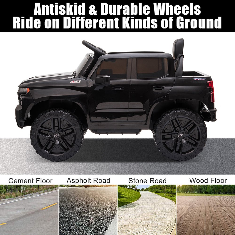 Load image into Gallery viewer, Chevrolet Silverado 12V Kids Ride-On Truck with Remote Control - Black
