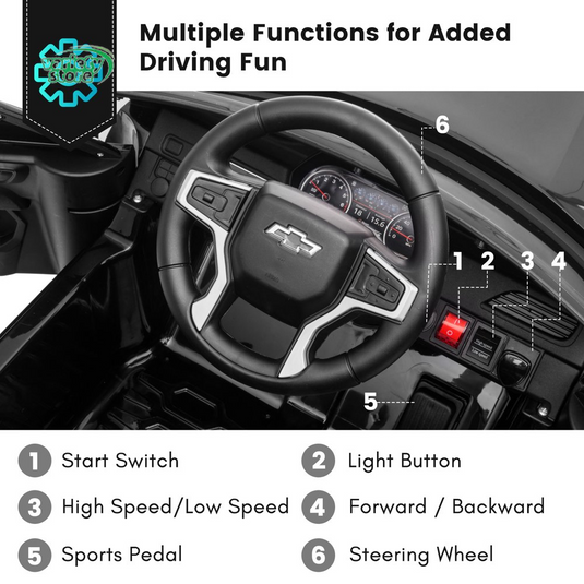 Chevrolet Tahoe 12V Ride on Car for Kids with Remote Control - 4-in-1 Versatile Toy
