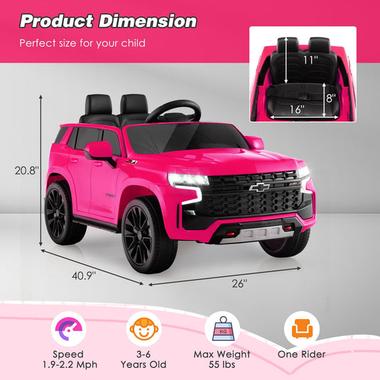 Chevrolet Tahoe Electric Ride-On Truck for Kids with Remote Control, Lights, and Music - 12V