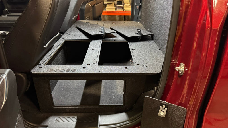 Load image into Gallery viewer, CHEVY - SILVERADO - 4TH GEN - GMC - SIERRA - 2019-PRESENT - 5TH GEN - EXPLORE SERIES - CREW CAB - SEAT DELETE PLATE SYSTEM - SECOND ROW - 100%
