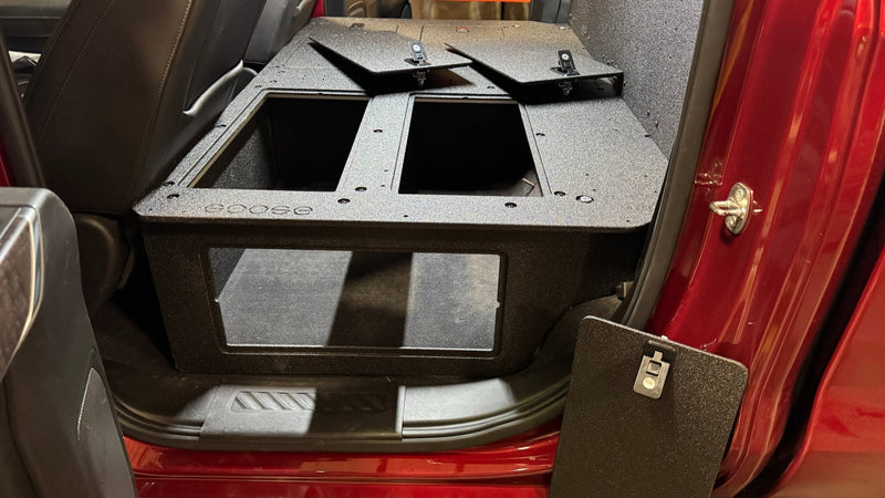 Load image into Gallery viewer, CHEVY - SILVERADO - 4TH GEN - GMC - SIERRA - 2019-PRESENT - 5TH GEN - EXPLORE SERIES - CREW CAB - SEAT DELETE PLATE SYSTEM - SECOND ROW - 100%
