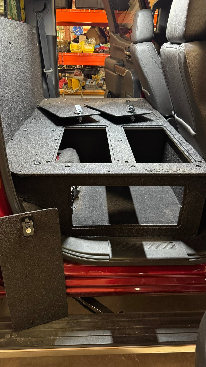 Load image into Gallery viewer, CHEVY - SILVERADO - 4TH GEN - GMC - SIERRA - 2019-PRESENT - 5TH GEN - EXPLORE SERIES - CREW CAB - SEAT DELETE PLATE SYSTEM - SECOND ROW - 100%
