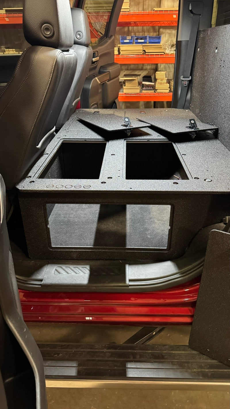 Load image into Gallery viewer, CHEVY - SILVERADO - 4TH GEN - GMC - SIERRA - 2019-PRESENT - 5TH GEN - EXPLORE SERIES - CREW CAB - SEAT DELETE PLATE SYSTEM - SECOND ROW - 100%
