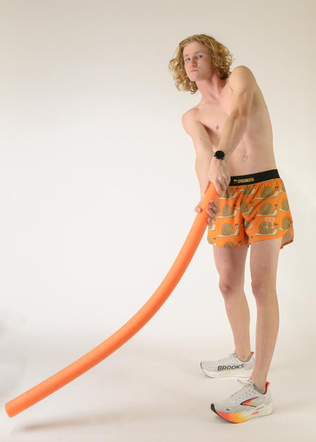 Load image into Gallery viewer, Men&#39;s Snails Pace 4&quot; Half Split Shorts (Orange) Medium
