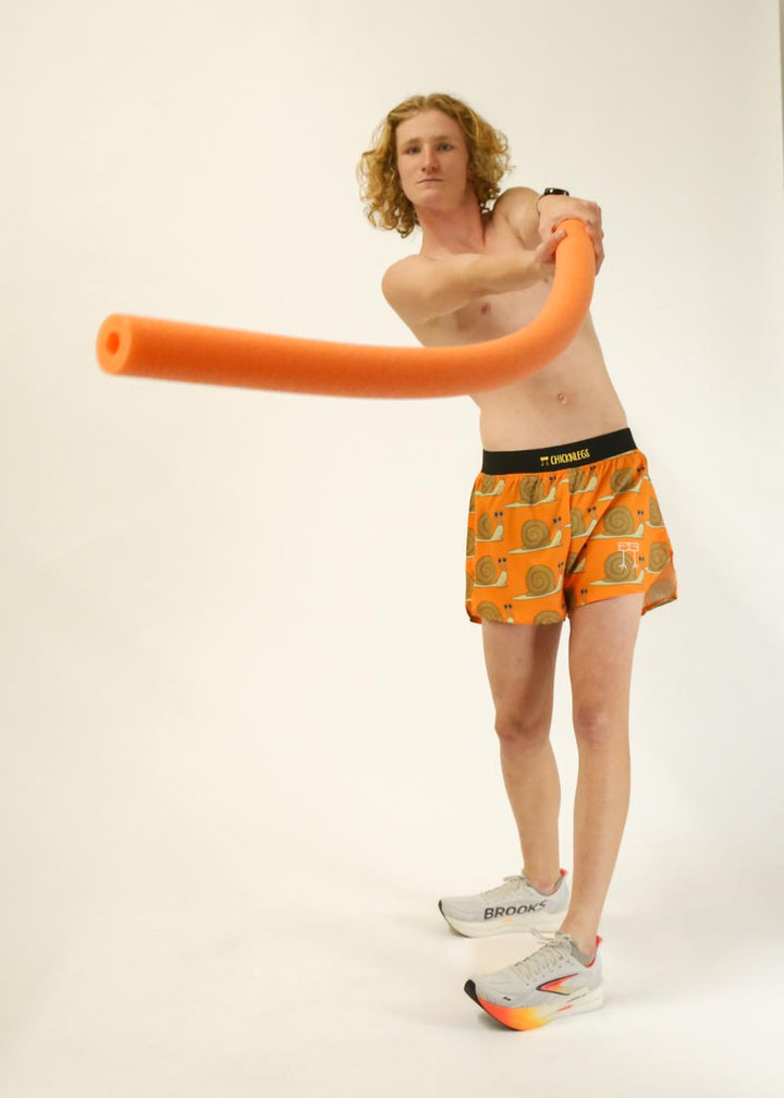 Load image into Gallery viewer, Men&#39;s Snails Pace 4&quot; Half Split Shorts (Orange) Medium
